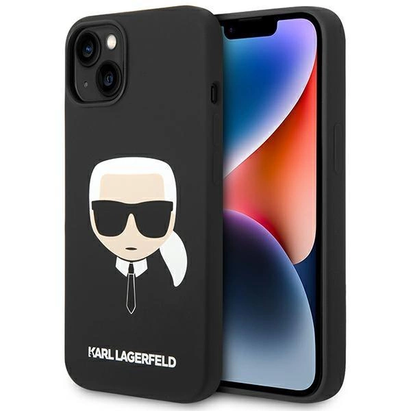 Silikonové pouzdro Karl Lagerfeld Karl's Head pro iPhone 14 Plus - černé