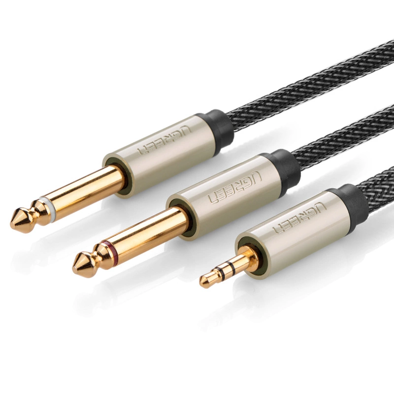 Ugreen audio kabel mini jack 3,5 mm - 2 x jack 6,35 mm 2 m šedý (AV126)
