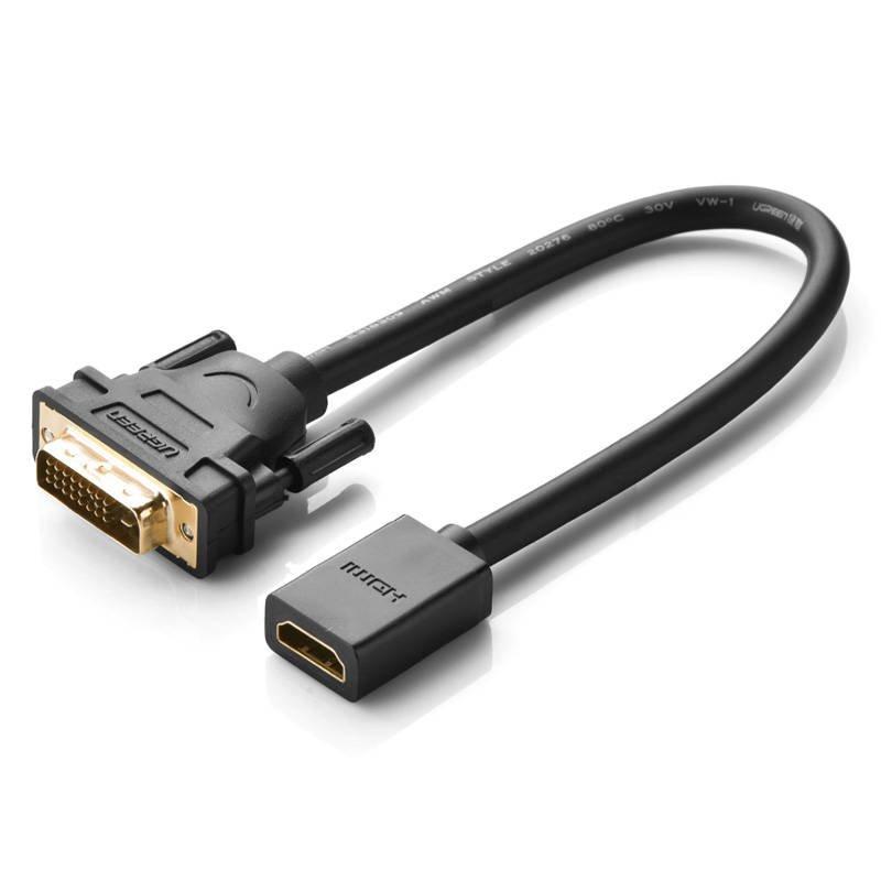 Adaptér DVI na HDMI UGREEN 20118, 15 cm (černý)