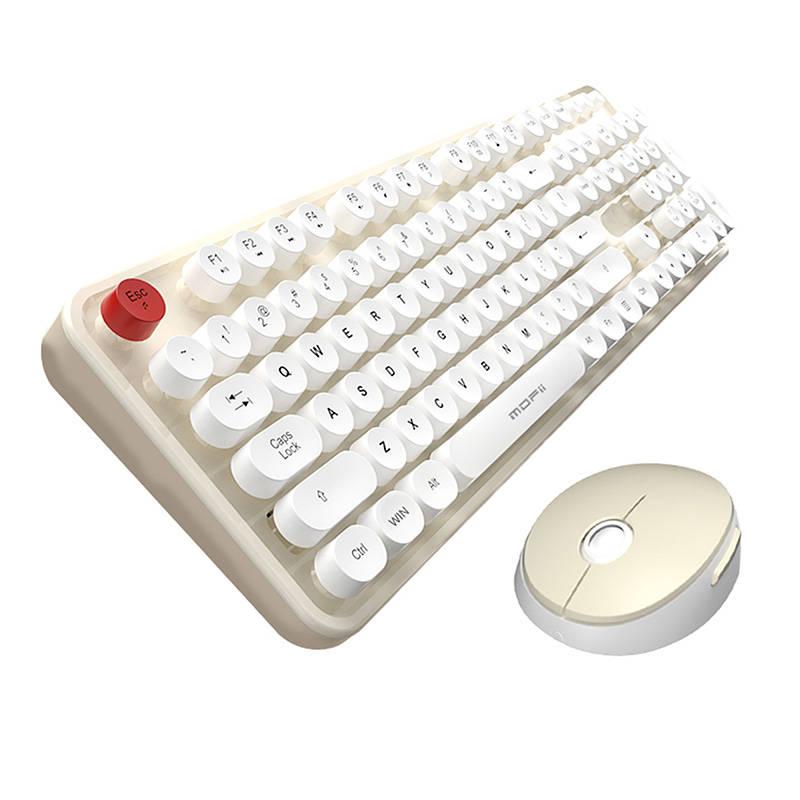 Sada bezdrátové klávesnice a myši MOFII Sweet 2.4G (bílá a béžová)
