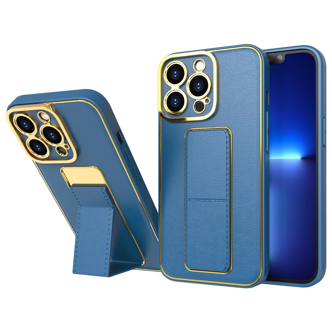 Hurtel Nové pouzdro Kickstand pro iPhone 12 se stojánkem modré barvy