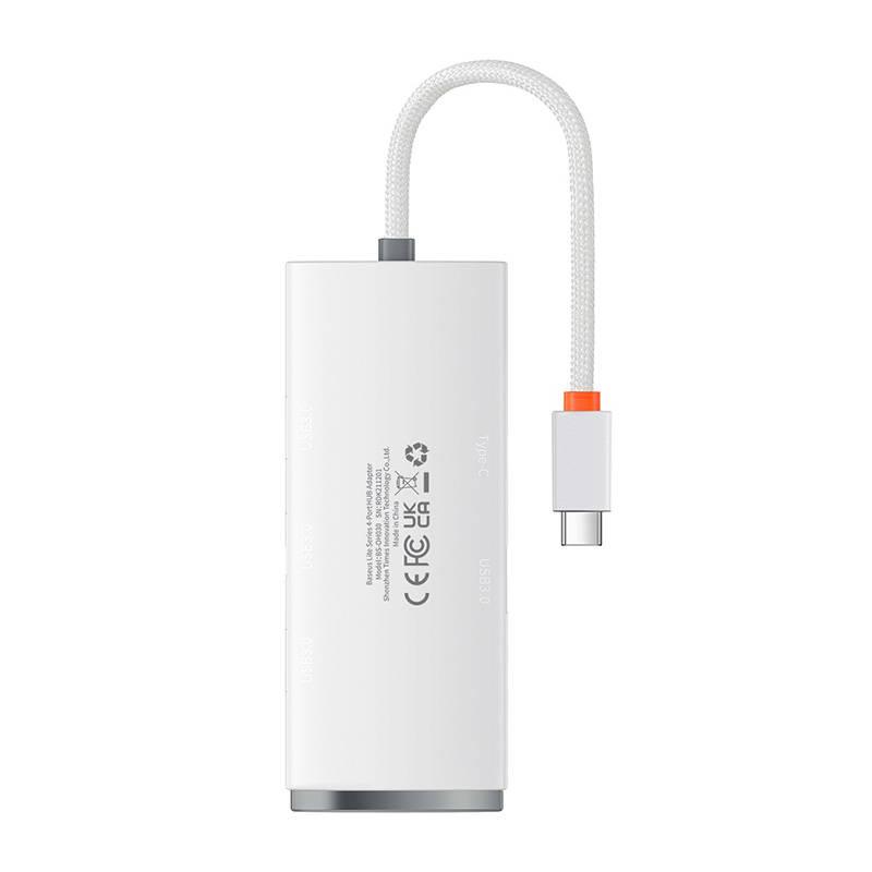 Rozbočovač 4 v 1 Baseus Lite Series USB-C na 4x USB 3.0 + USB-C, 25 cm (bílý)