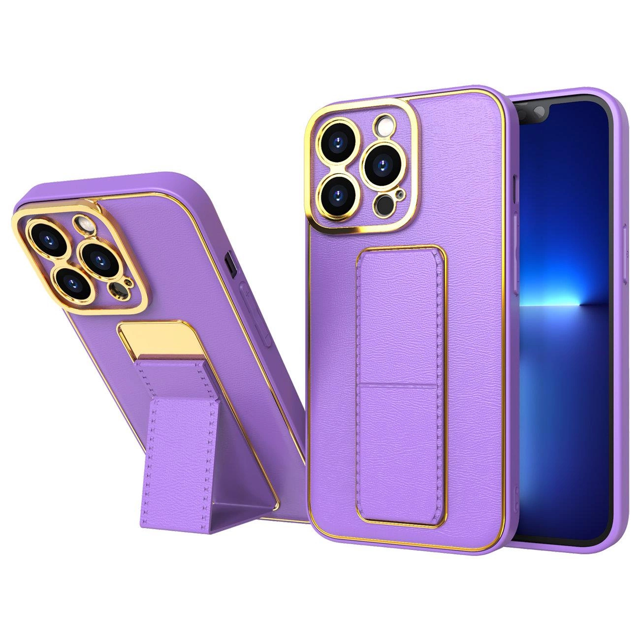 Hurtel Nové pouzdro Kickstand pro iPhone 12 se stojánkem fialové barvy