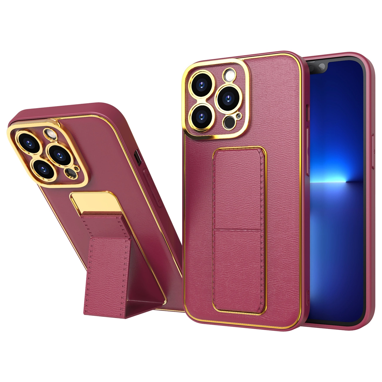 Hurtel Nové pouzdro Kickstand pro iPhone 12 Pro se stojánkem červené barvy