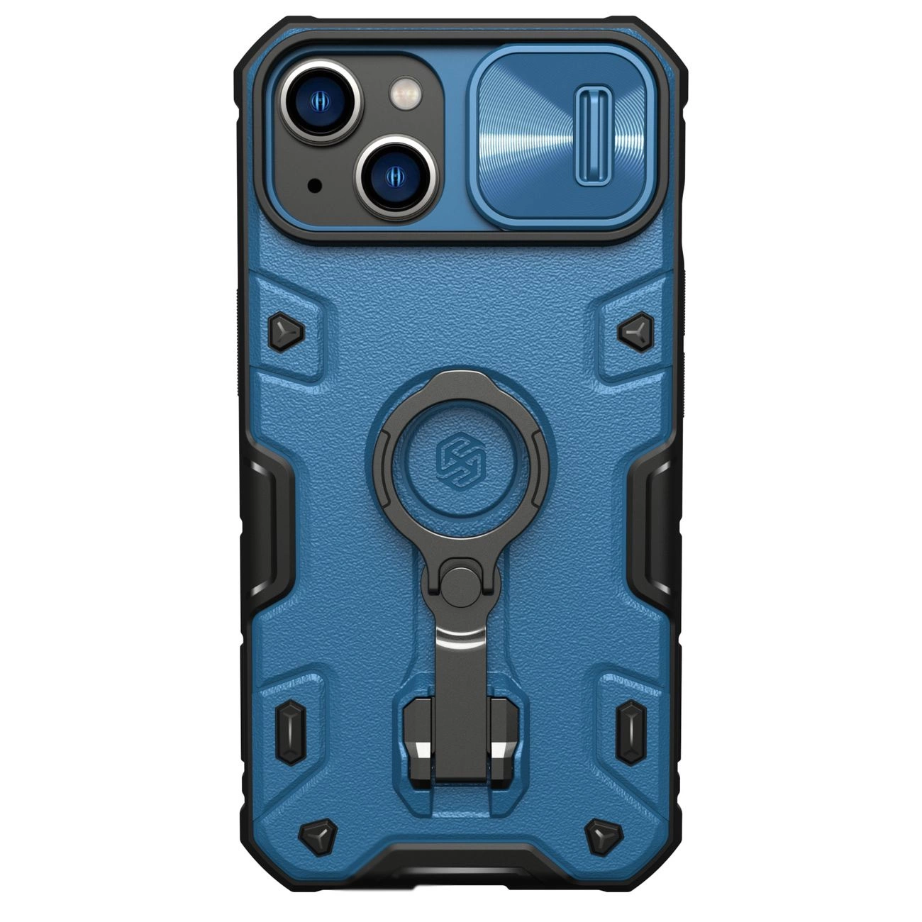 Nillkin CamShield Armor Pro Magnetic Case iPhone 14 magnetické pouzdro MagSafe s krytem fotoaparátu modré barvy