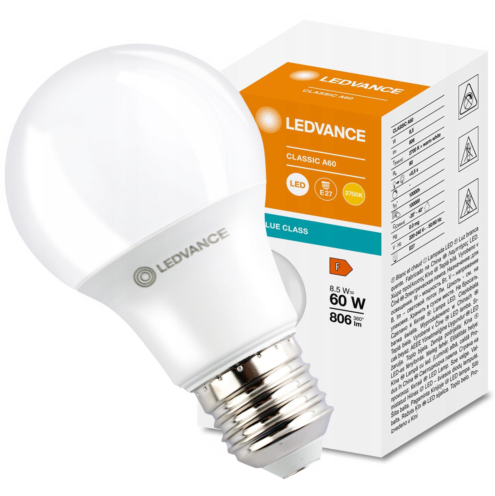LED žárovka E27 A60 8,5W = 60W 806lm 2700K Teplá bílá 360° LEDVANCE
