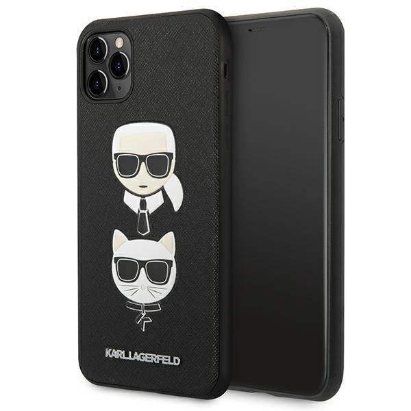 Pouzdro Karl Lagerfeld Saffiano Karl&Choupette Head pro iPhone 11 Pro Max - černé