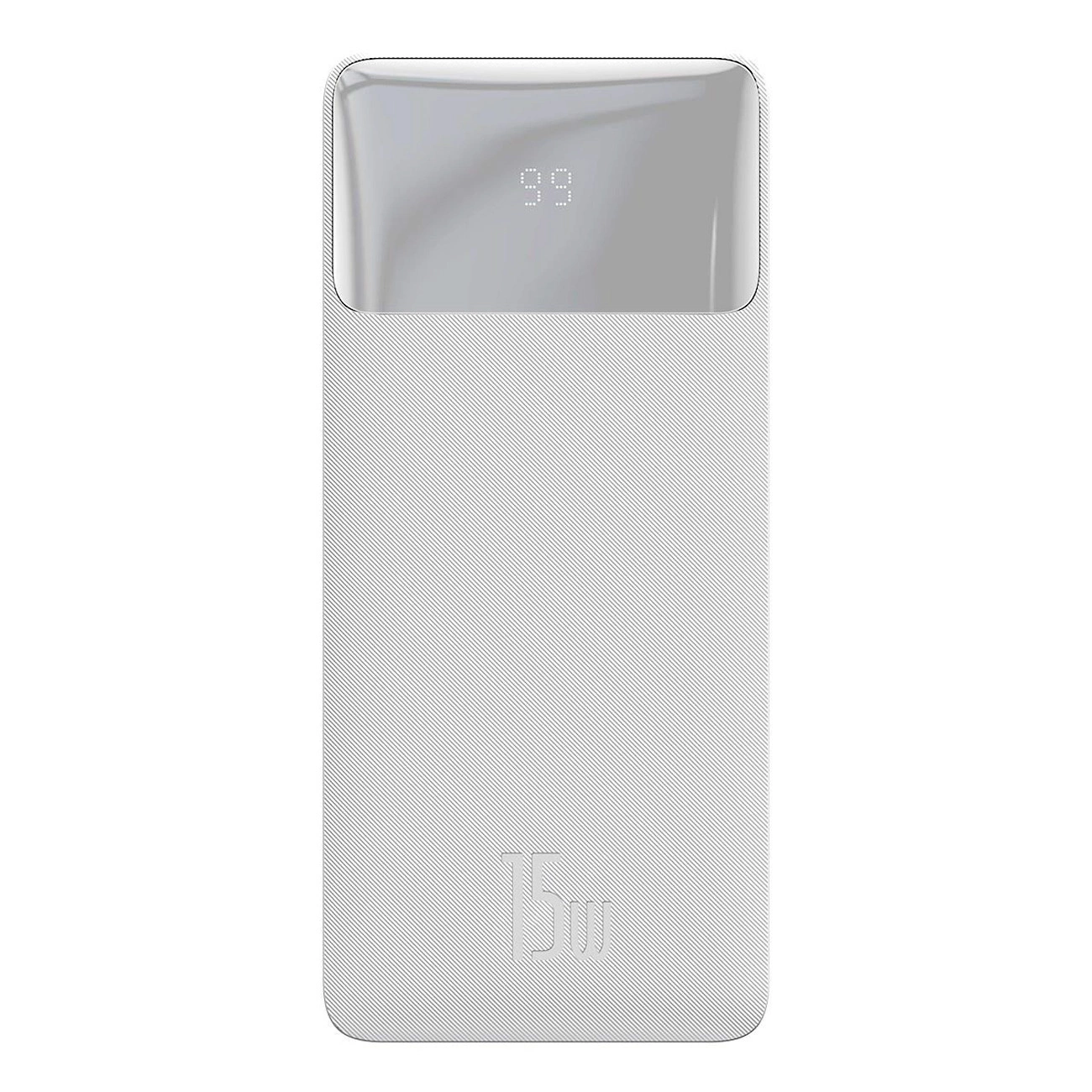 Baseus Bipow powerbanka s displejem 10000mAh 15W bílá (Overseas Edition) + USB-A - Micro USB kabel 0,25m bílý (PPBD050002)