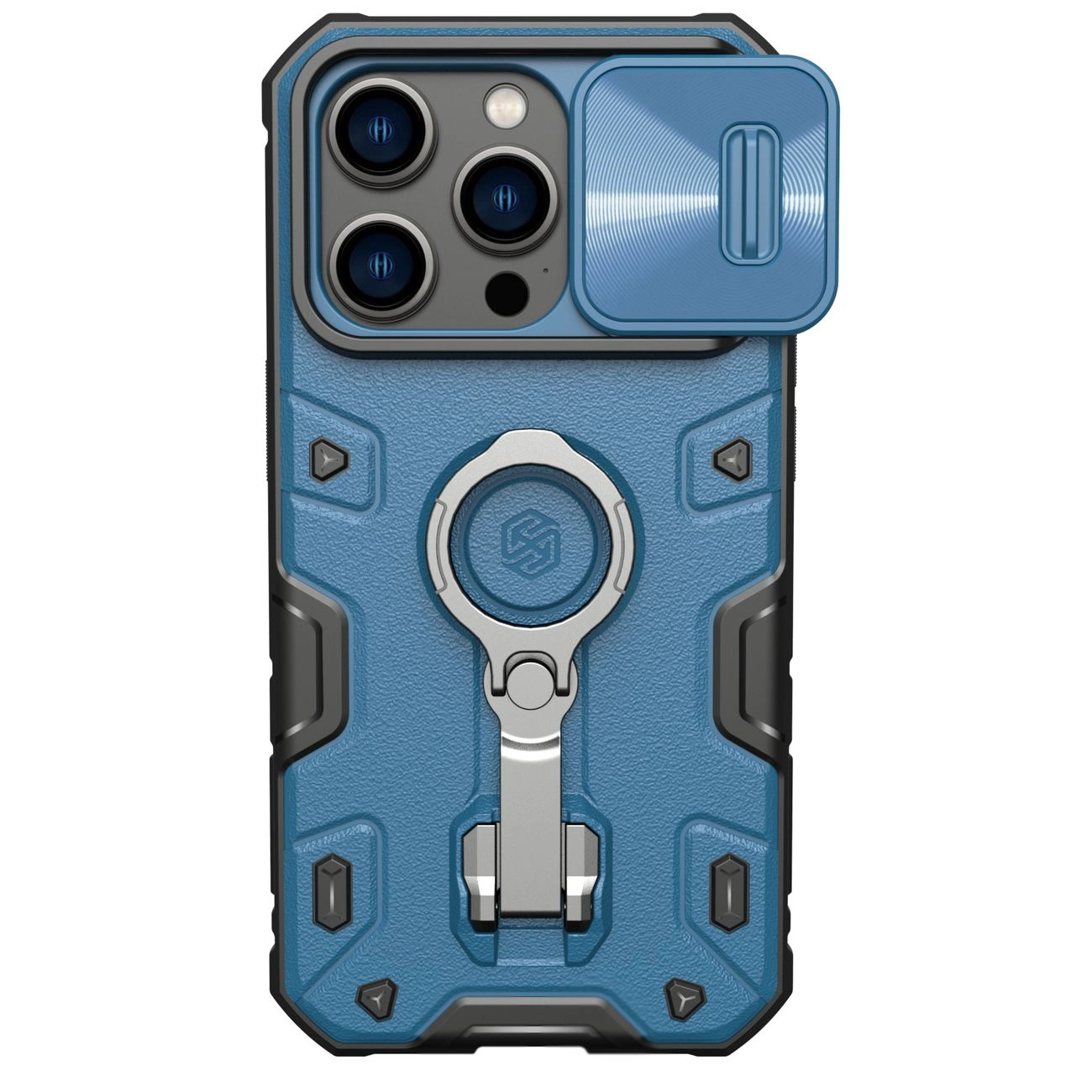 Nillkin CamShield Armor Pro Magnetické pouzdro iPhone 14 Pro magnetické pouzdro s krytem fotoaparátu modré barvy