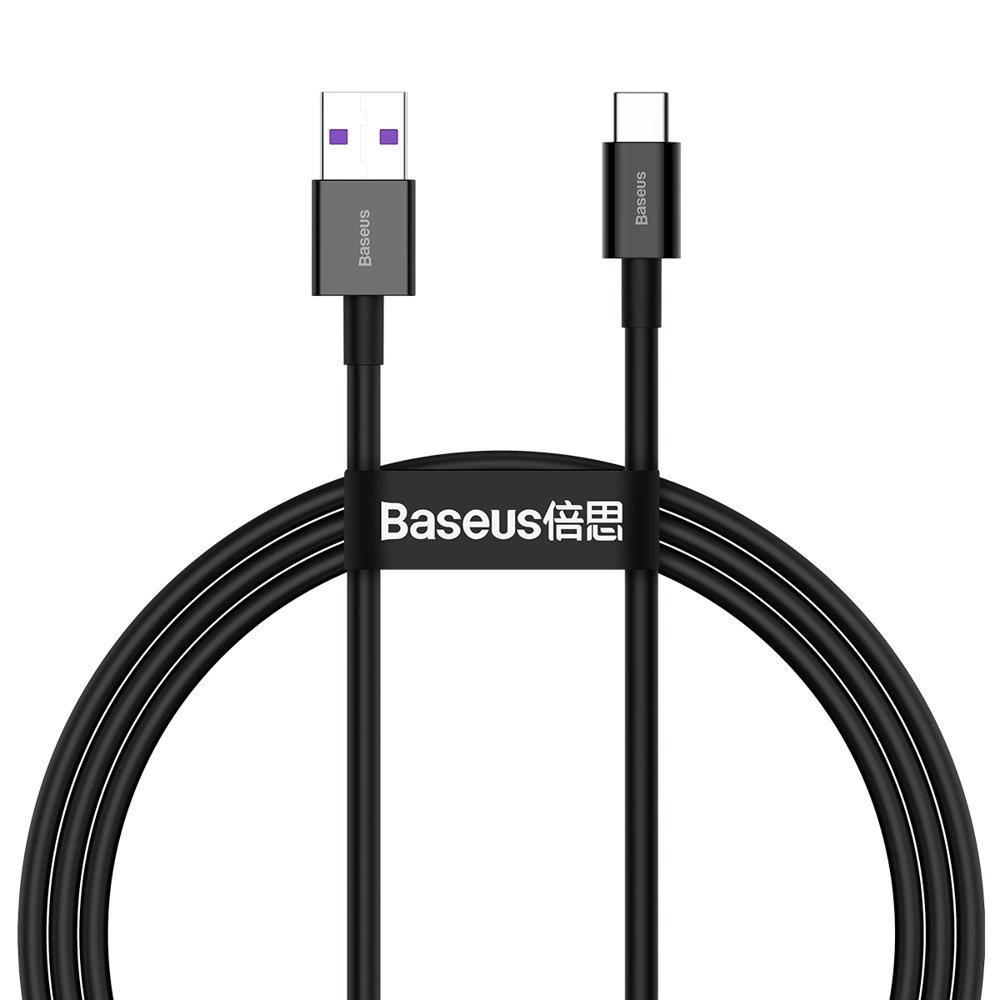 Baseus Superior USB - kabel USB typu C 66 W (11 V / 6 A) Huawei SuperCharge SCP 1 m černý (CATYS-01)