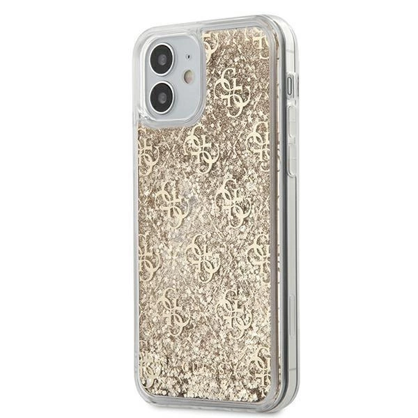Pouzdro Guess 4G Liquid Glitter pro iPhone 12 mini - zlaté