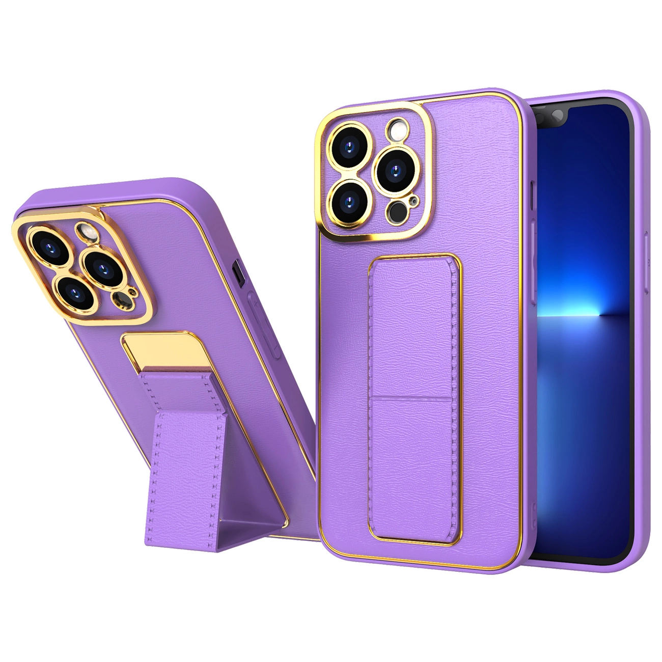 Hurtel Nové pouzdro Kickstand pro iPhone 12 Pro se stojánkem fialové barvy
