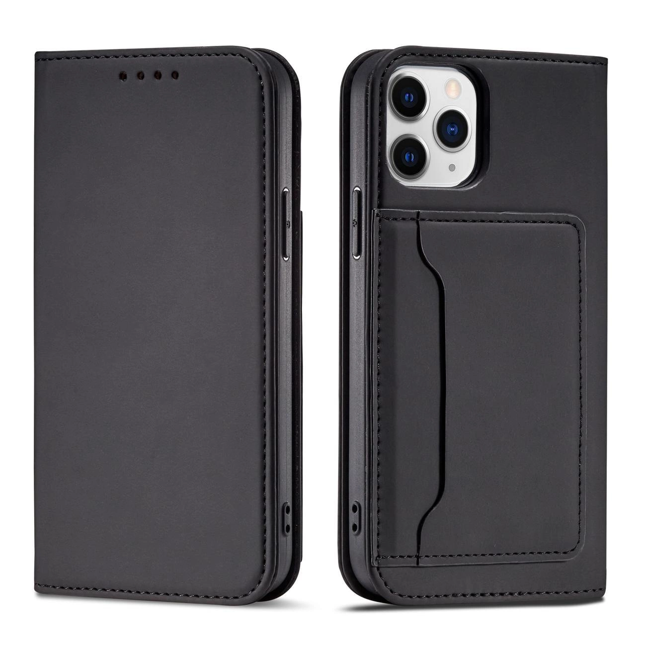 Hurtel Magnet Card Case pro iPhone 12 Pro pouzdro na karty peněženka držák karet černá
