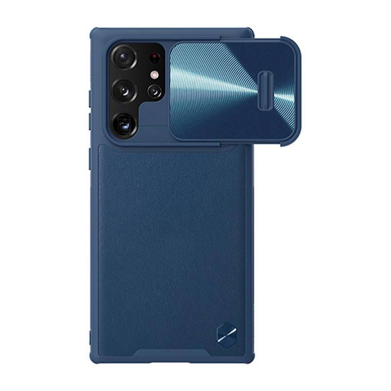 Nillkin CamShield Kožené pouzdro pro Samsung Galaxy S22 Ultra (modré)