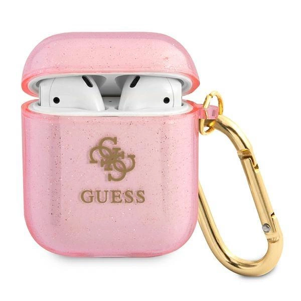 Pouzdro Guess Glitter Collection pro AirPods 1/2 - růžové