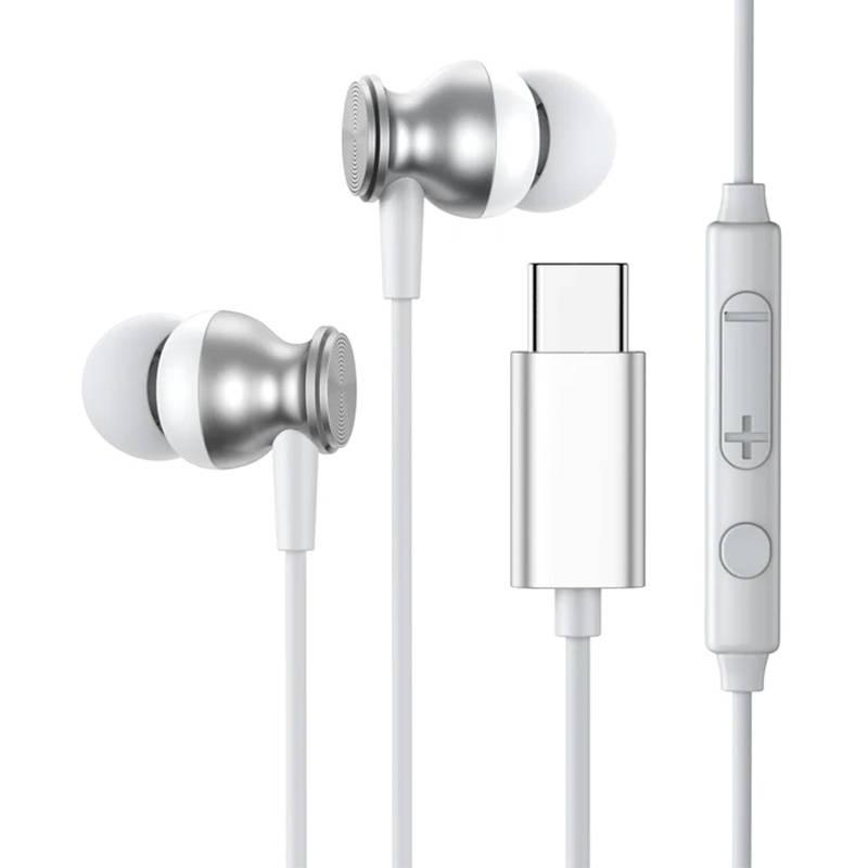 Kabelová sluchátka do uší Joyroom JR-EC04, USB C (stříbrná)