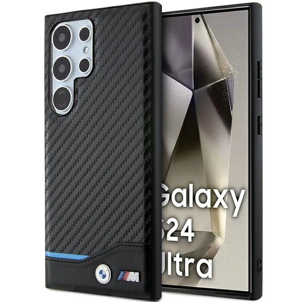 Kožené pouzdro BMW Carbon pro Samsung Galaxy S24 Ultra - černé