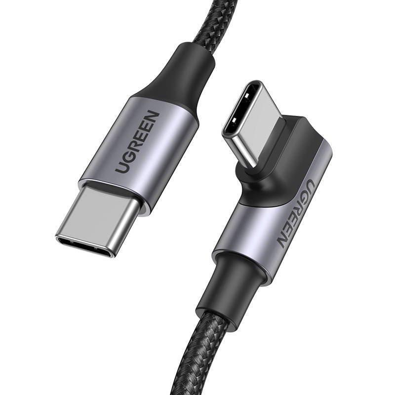 Kabel USB-C na USB-C, úhlový UGREEN US334 5A, PD 100W, 2m (černý)
