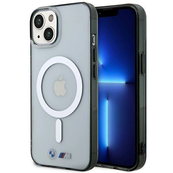Pouzdro BMW Silver Ring MagSafe pro iPhone 14 - čiré