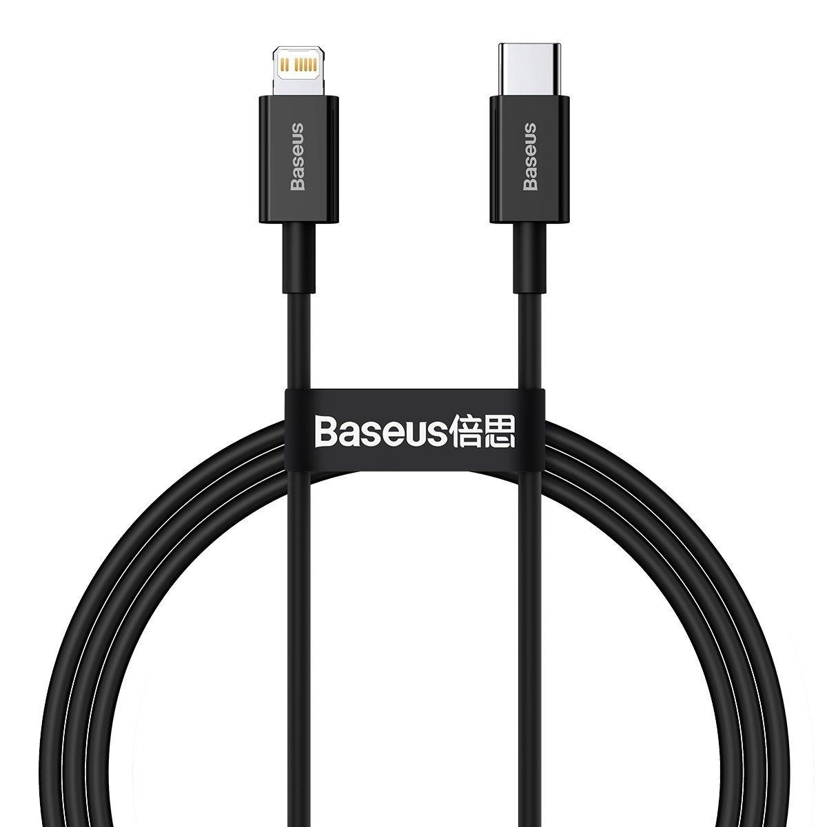 Kabel USB-C na Lightning Baseus Superior Series, 20W, PD, 1m (černý)