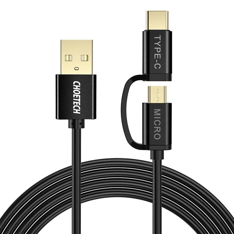 Kabel USB 2 v 1 Choetech XAC-0012-102BK USB-C / Micro USB, (černý)