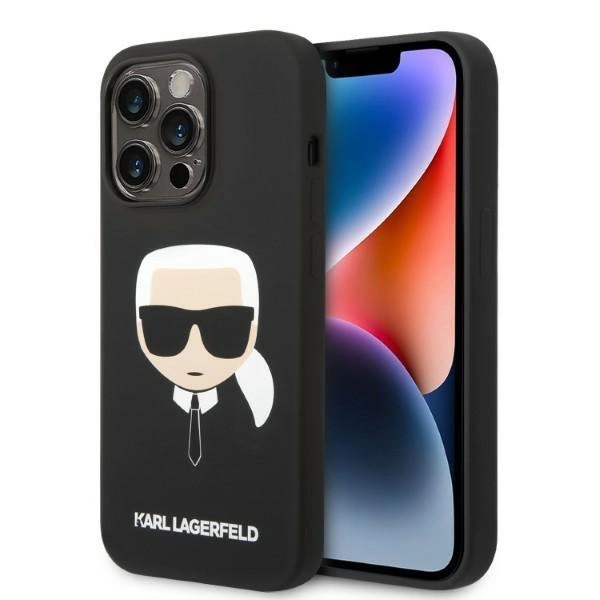 Karl Lagerfeld Silikonové pouzdro Karl's Head MagSafe pro iPhone 14 Pro - černé