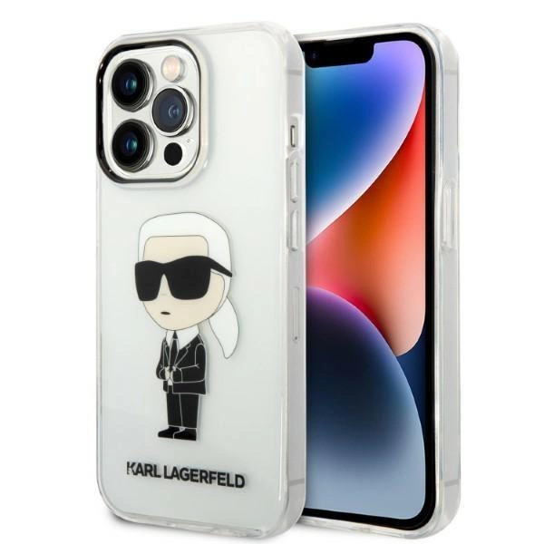 Pouzdro Karl Lagerfeld Ikonik Karl pro iPhone 14 Pro - průhledné