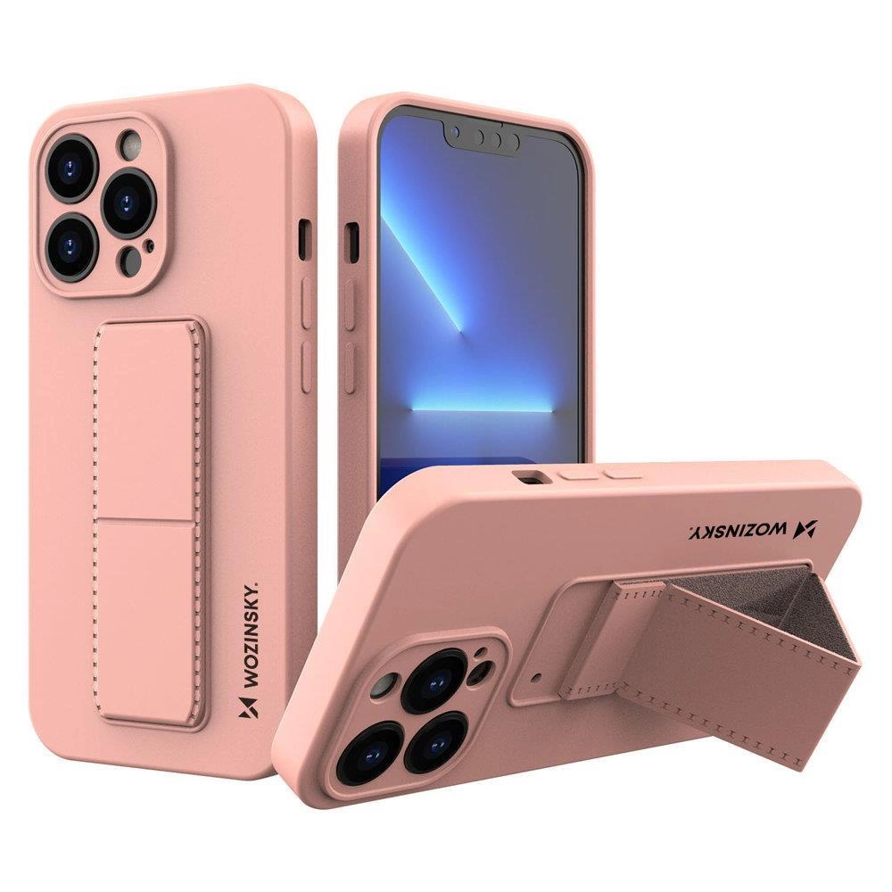 Wozinsky Kickstand Case silikonové pouzdro se stojánkem iPhone 13 Pro Max růžové
