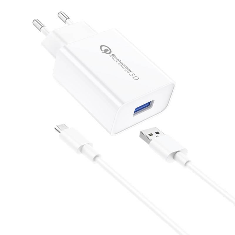 Síťová nabíječka Foneng EU13 + kabel USB na Micro USB, 3A (bílá)