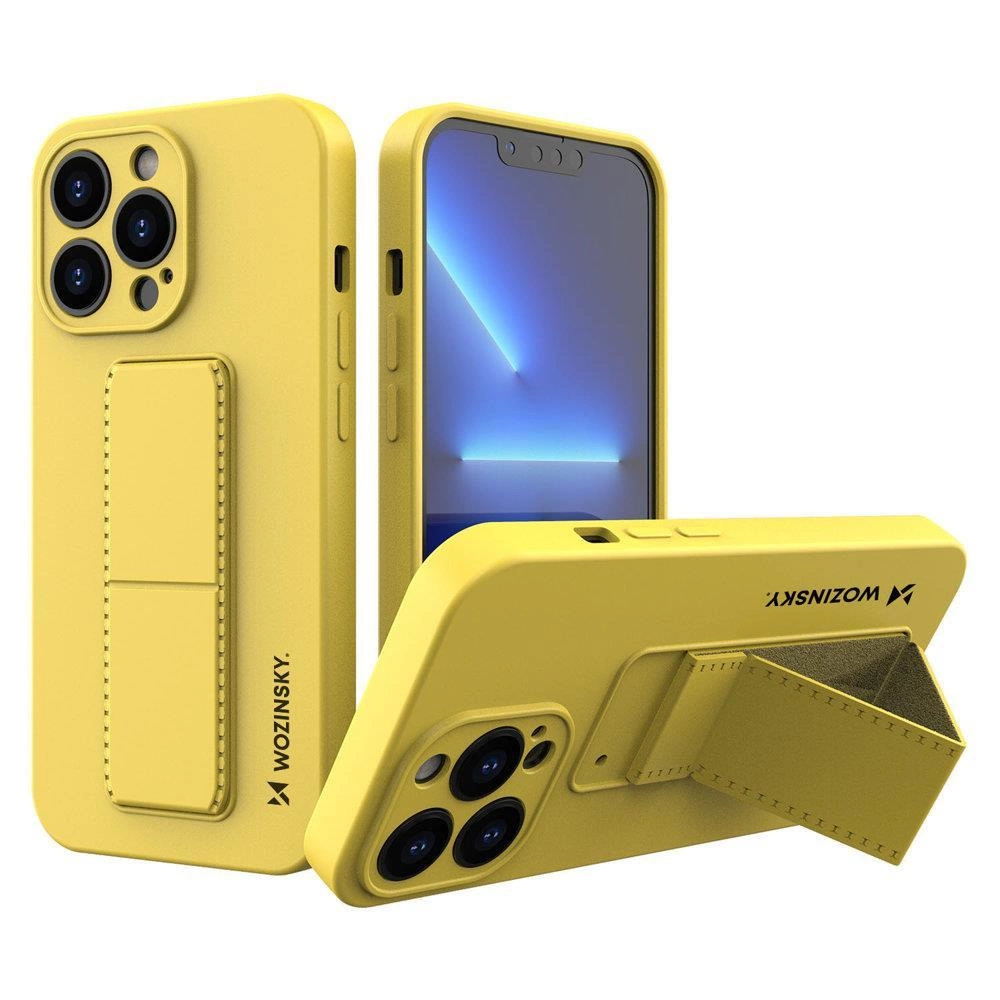 Wozinsky Kickstand Case silikonové pouzdro se stojánkem iPhone 13 Pro Max žluté