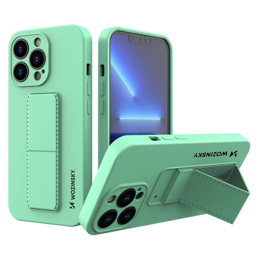 Wozinsky Kickstand Case silikonové pouzdro se stojánkem iPhone 13 Pro mint