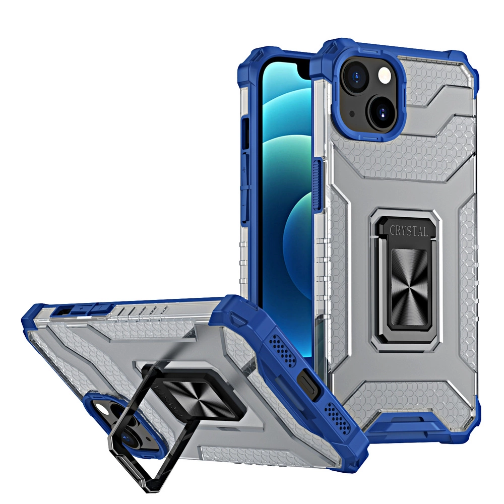 Hurtel Crystal Ring Case obrněný hybridní kryt + magnetický držák iPhone 13 mini modrý