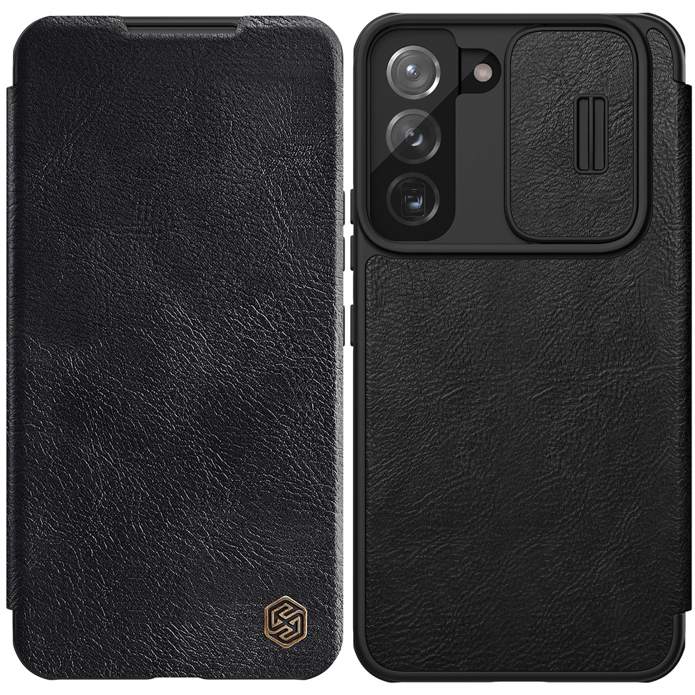 Nillkin Qin Leather Pro pouzdro pro Samsung Galaxy S22+ (S22 Plus) kryt fotoaparátu pouzdro flipové pouzdro černé