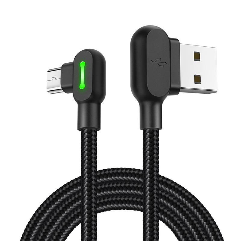Úhlový kabel USB-Micro USB Mcdodo CA-5280 LED, 1,2 m (černý)