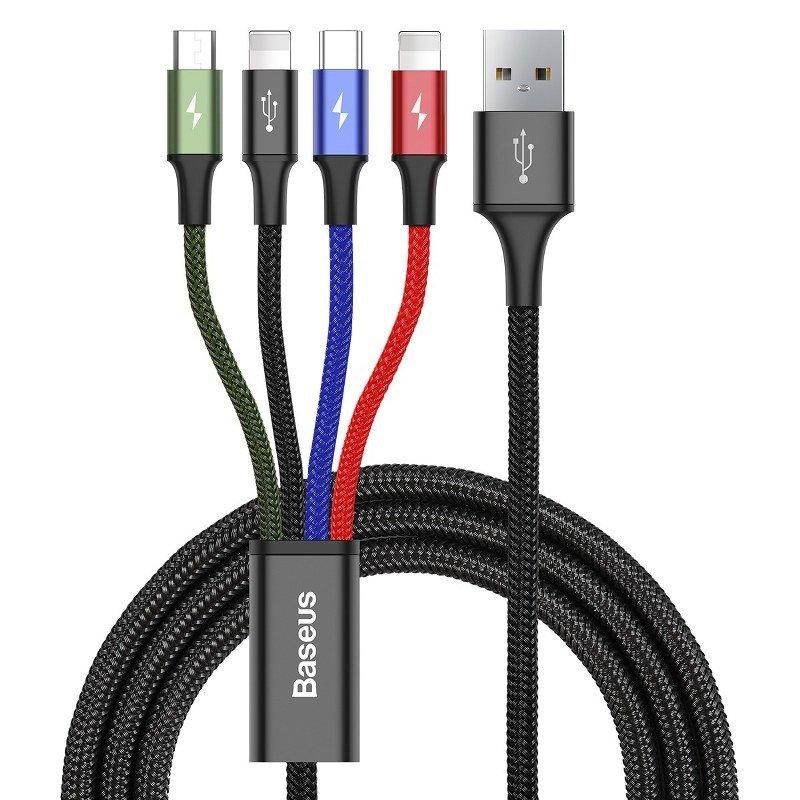 Kabel USB Baseus Fast 4v1 USB-C / 2x Lightning / Micro 3,5A 1,2 m (černý)
