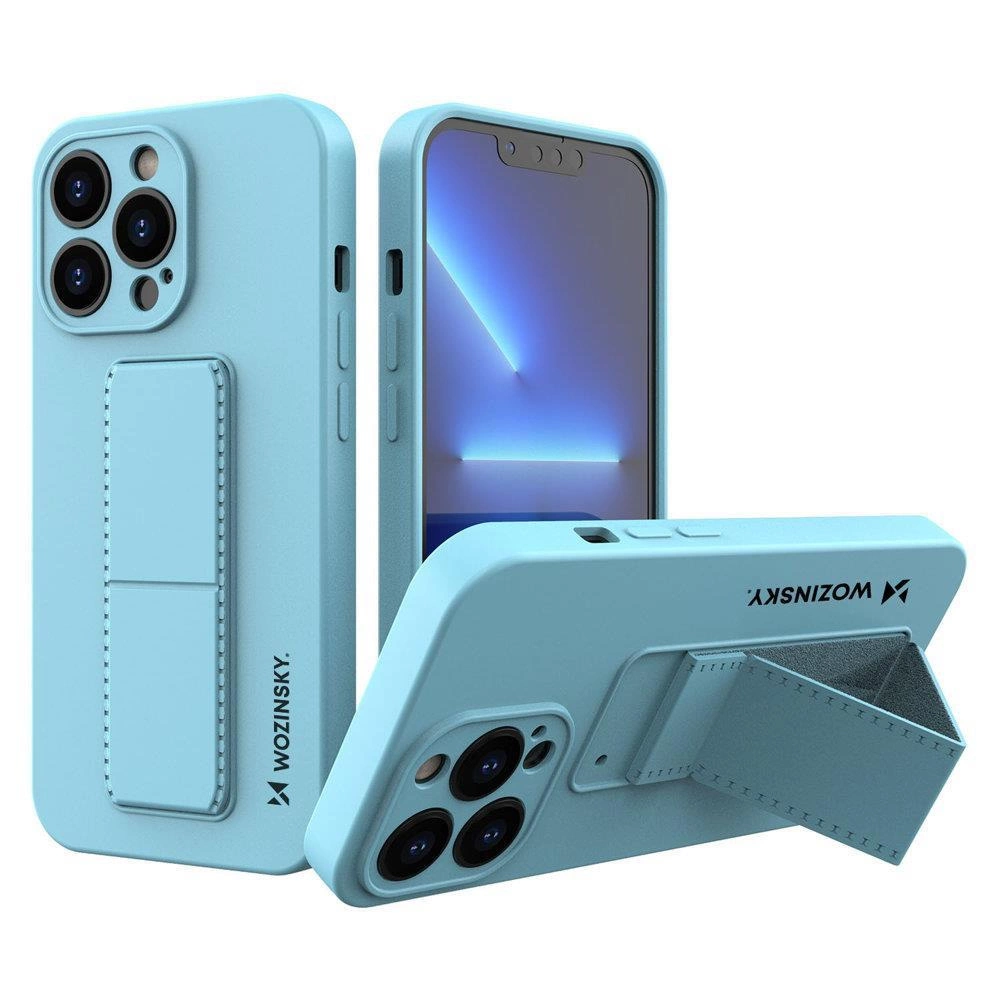 Wozinsky Kickstand Case silikonové pouzdro se stojánkem iPhone 13 světle modré