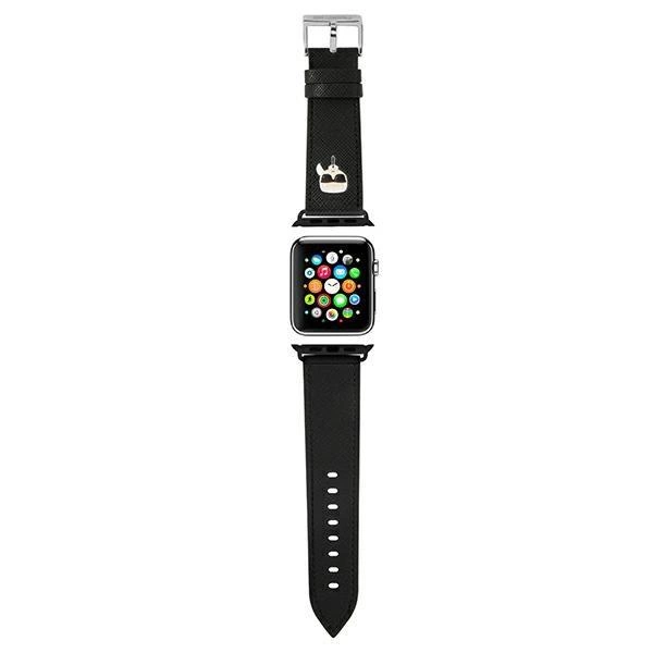 Řemínek Karl Lagerfeld Saffiano Karl Head pro Apple Watch 38/40/41 mm - černý