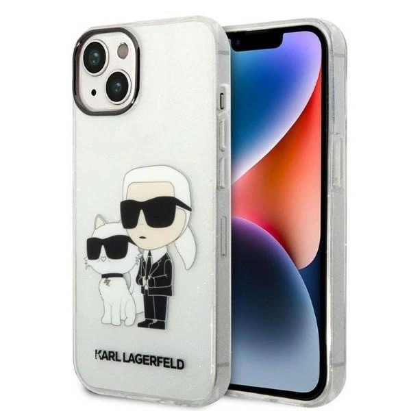Karl Lagerfeld Glitter Karl&Choupette pouzdro pro iPhone 14 Plus - transparentní