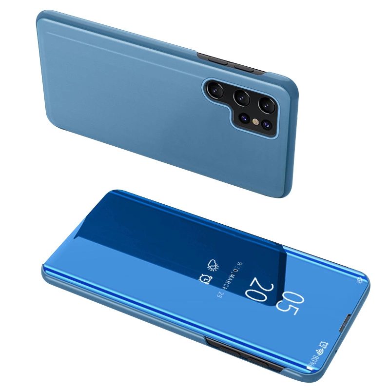 Hurtel Clear View pouzdro pro Samsung Galaxy S23 Ultra flipové pouzdro modré