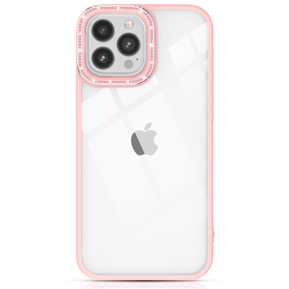 Kingxbar Sparkle Series iPhone 13 Pro pouzdro s krystaly zadní kryt růžový