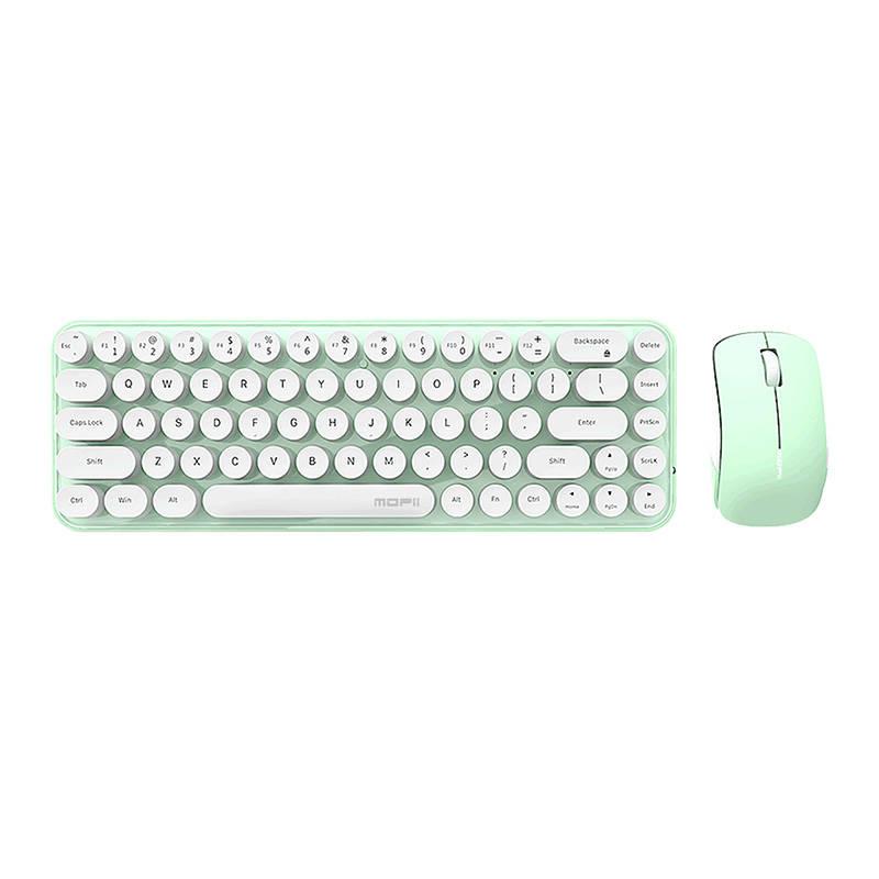 Sada bezdrátové klávesnice a myši MOFII Bean 2.4G (bílo-zelená)