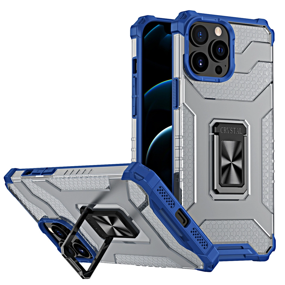 Hurtel Crystal Ring Case pancéřovaný hybridní kryt + magnetický držák iPhone 13 Pro Max modrý