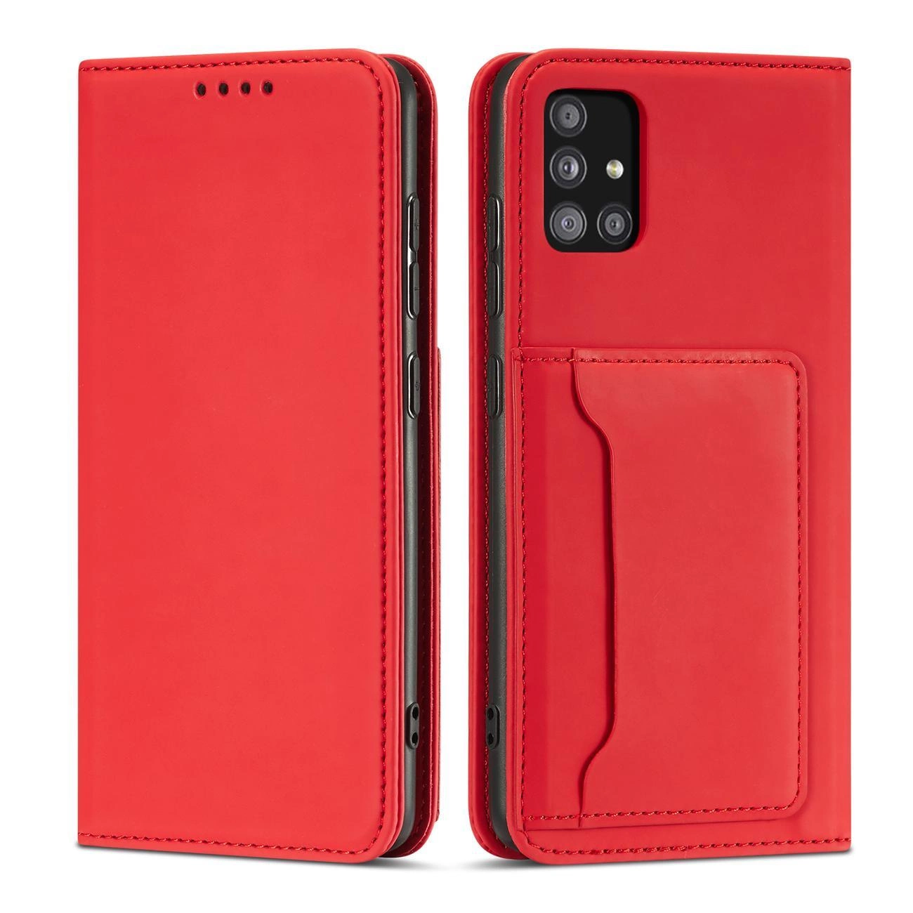 Hurtel Magnetové pouzdro na karty pro Samsung Galaxy A13 5G pouzdro na karty držák karet červené