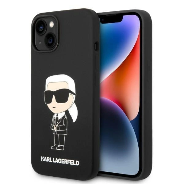 Silikonové pouzdro Karl Lagerfeld Iconic pro iPhone 14 Plus - černé