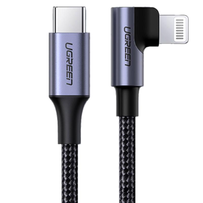 Úhlový kabel Lightning na USB-C 2.0 UGREEN US305, 3A, 1,5 m