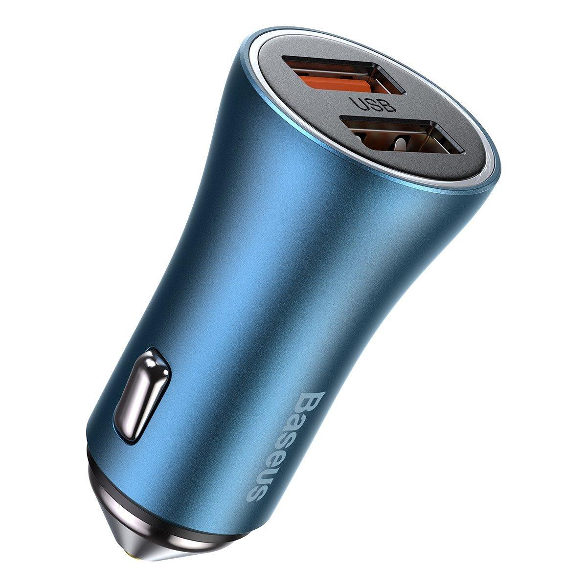 Baseus Golden Contactor Pro nabíječka do auta, 2x USB, 40W (modrá)