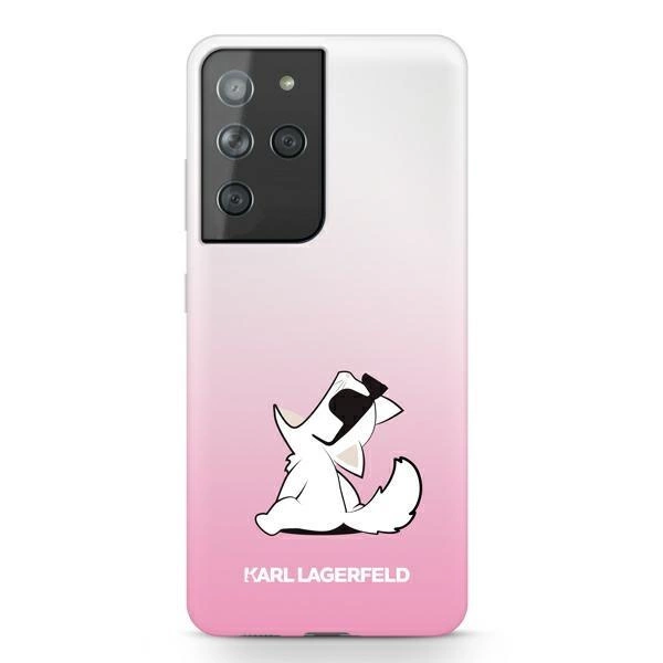 Pouzdro Karl Lagerfeld Choupette Fun pro Samsung Galaxy S21 Ultra - růžové