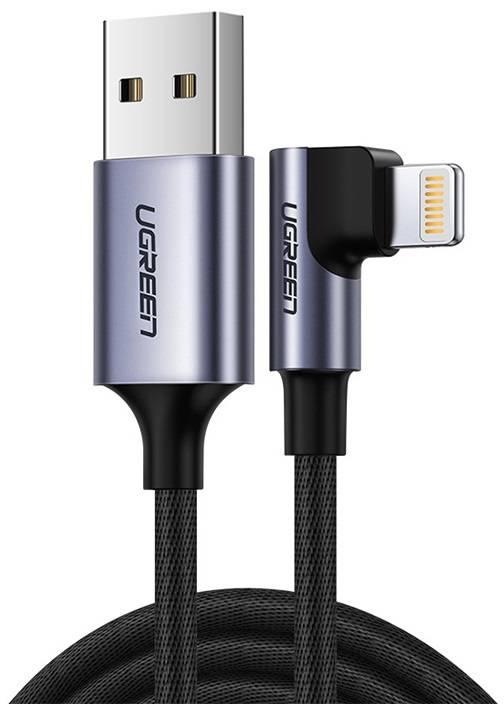 Úhlový kabel USB na Lightning UGREEN US299, MFi, 1m (černý)