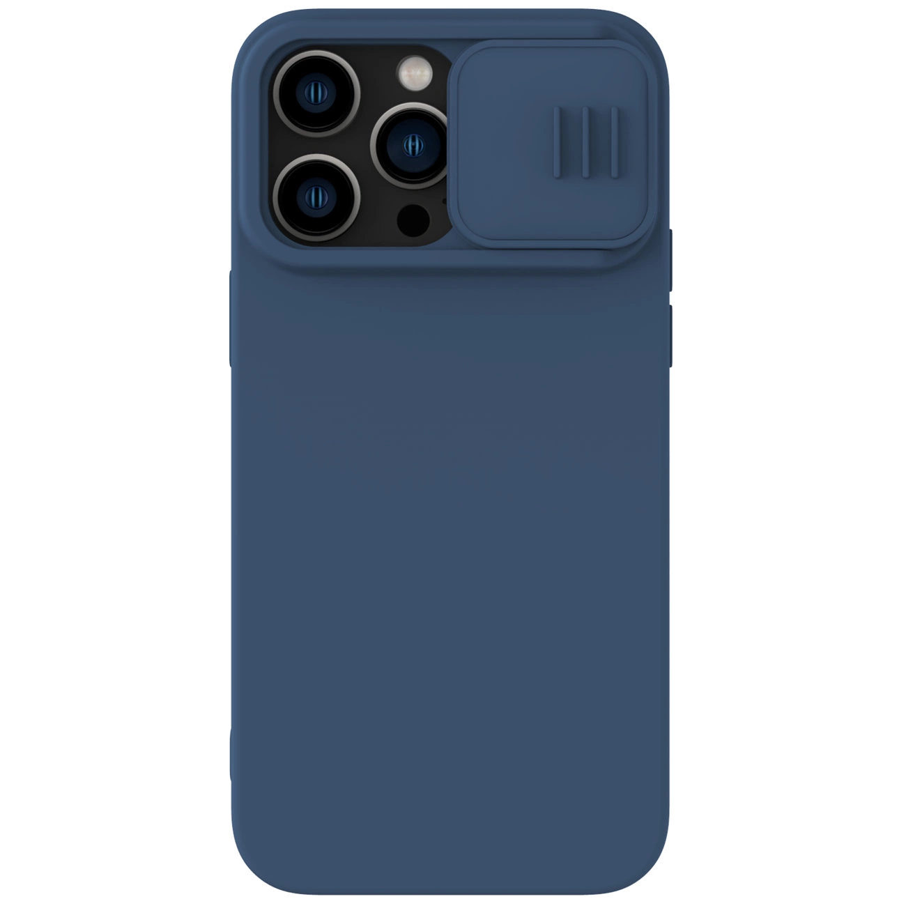 Nillkin CamShield Silky Silicone Case Silikonové pouzdro na iPhone 14 Pro Max s krytem fotoaparátu modré barvy