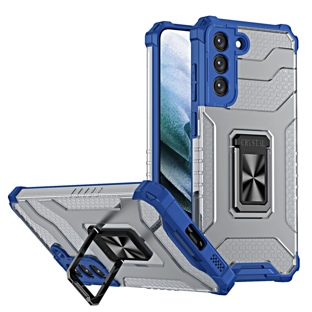 Hurtel Crystal Ring Case pancéřovaný hybridní kryt + magnetický držák Samsung Galaxy S21+ 5G (S21 Plus 5G) modrý